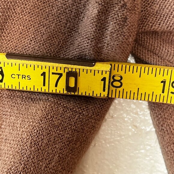 Carol Rose Womens M Brown Hooded Open Front Cardigan Sweater Tie Belt Warm Cozy - Picture 14 of 16